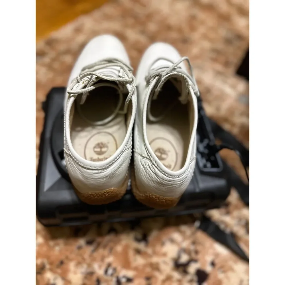 Timberland Leather Oxfords Casual Lace Up Shoes White Sneakers unisex size 8‎